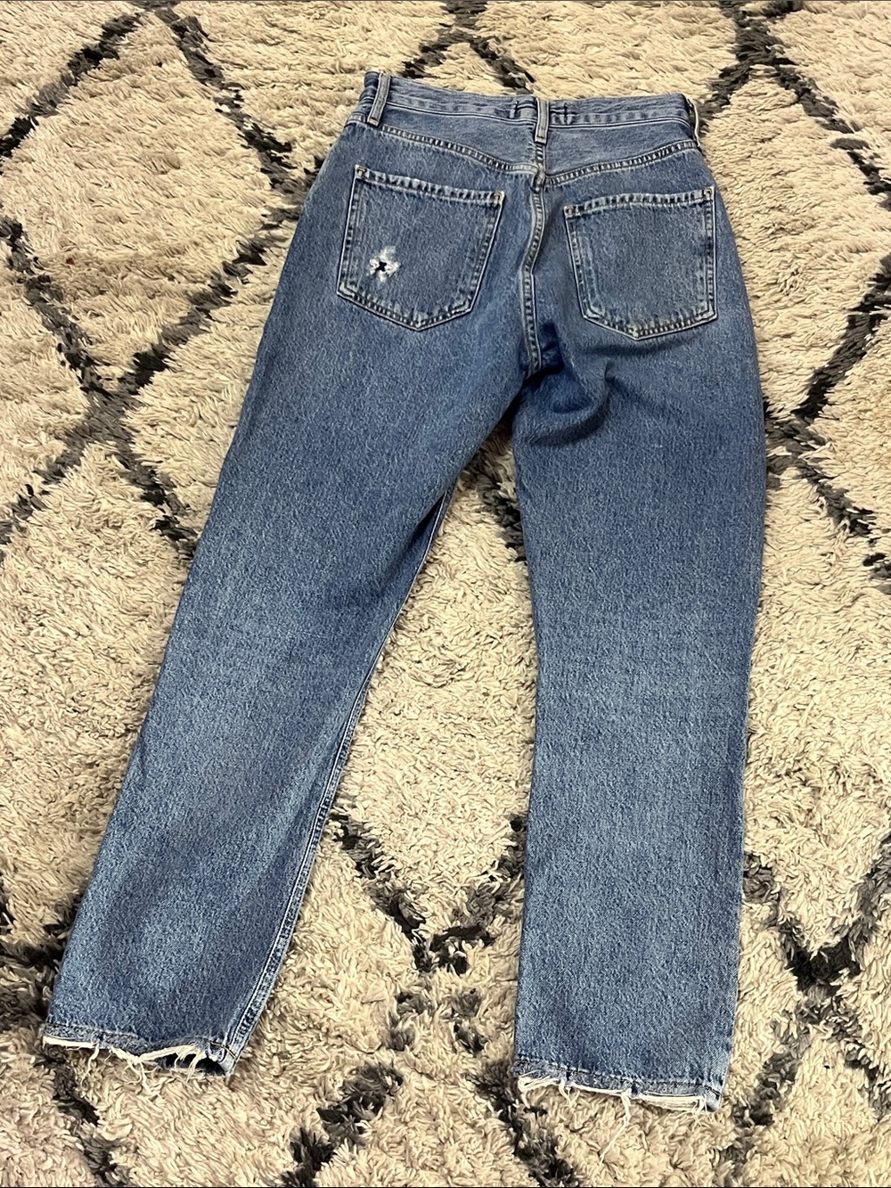 AGOLDE Riley Crop High Rise Straight Jeans Distressed Blue Size 24 - Picture 9 of 11